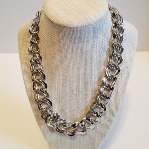 Women's Silver Tone Circle Link Necklace 16"